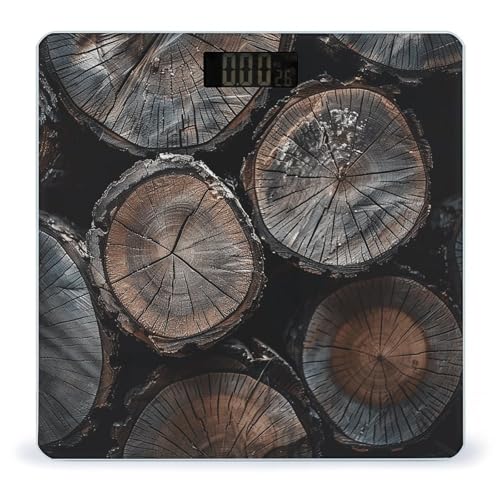 Báscula Digital Redonda de Madera para Peso Corporal miniatura 1
