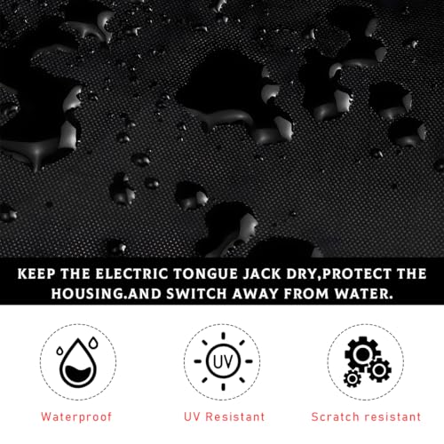 Gasedin Electric Tongue Jack Cover, Waterproof 210D Oxford Fabric RV Trailer Jack Head Cover, Anti-UV Electric Jack Protective Cover for Camper Travel Trailer, Car Accessories (Black)