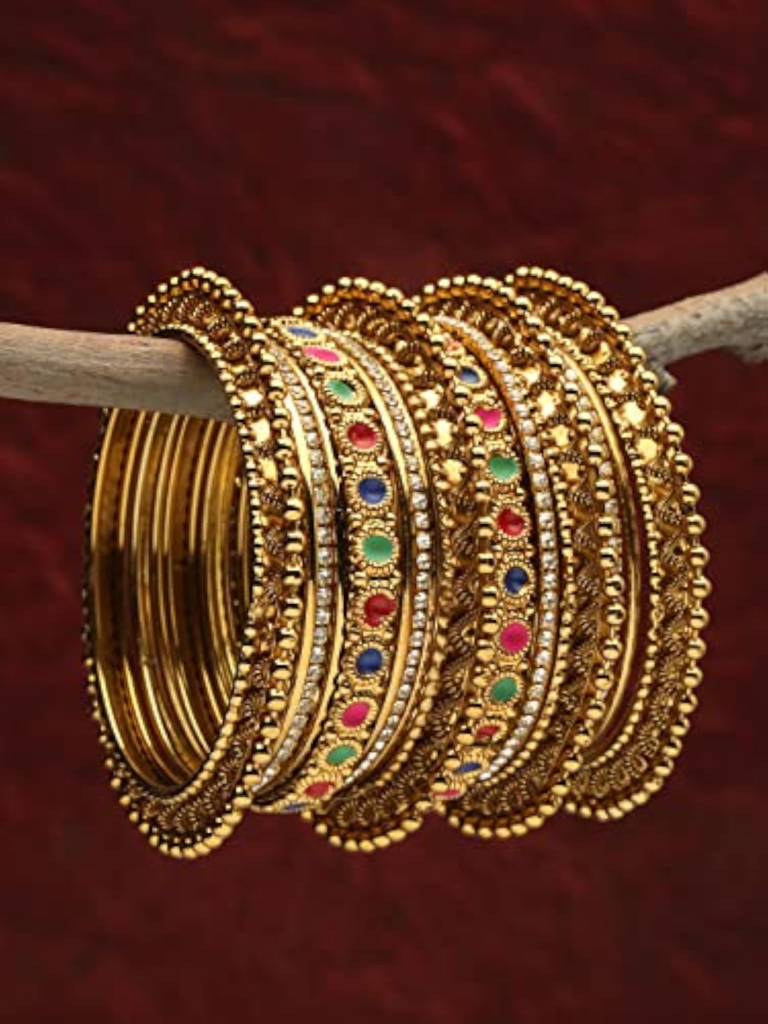 Antique Plated Traditional Bangle Set of 18