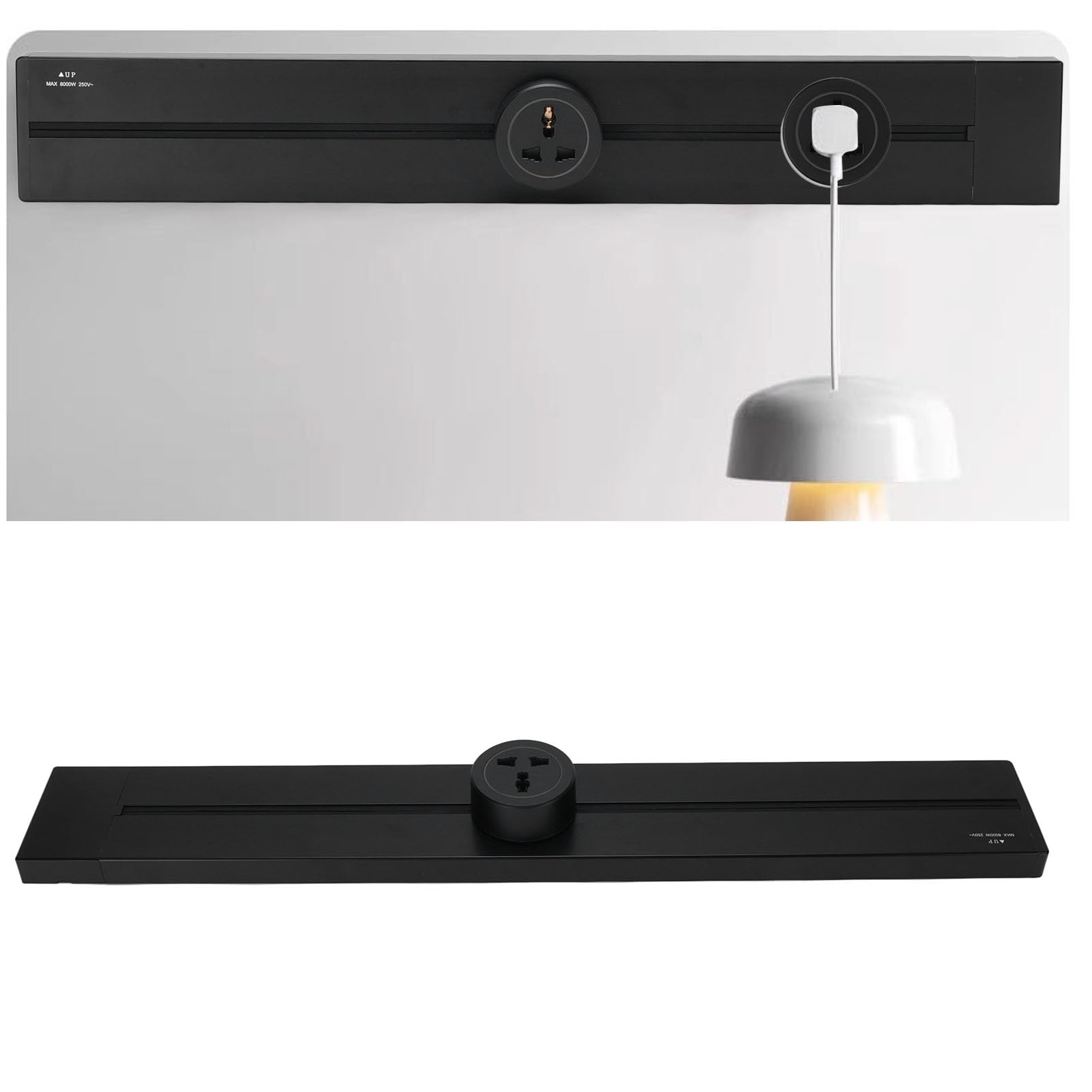 Luocute Pasek Zasilania na ścianie z Wyjmowanym Adapterem Gniazdowym, Szyna Gniazda 8000W do Domu Biurowego, Złącze (2 Gniazdo uniwersalne 13A 3250W + 1 Wyjście)