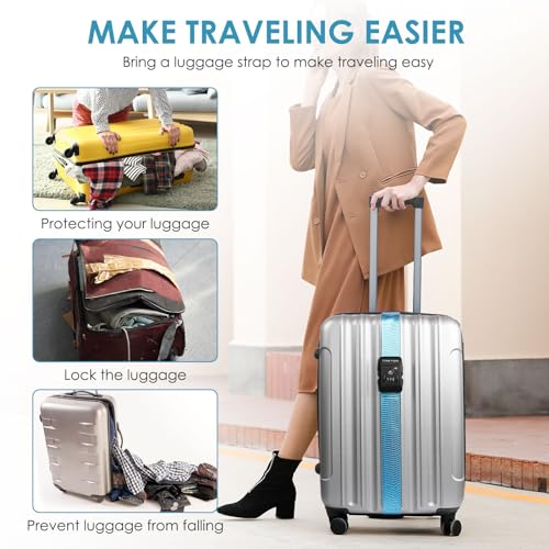 Image of Travel Inspira Luggage Straps for Suitcases with TSA Lock, Protect Your Luggage Anti-Burst, High Visibility Color, Easy to Identify Luggage Adjustable Heavy Duty Belt for 20-28 Inch Suitcases