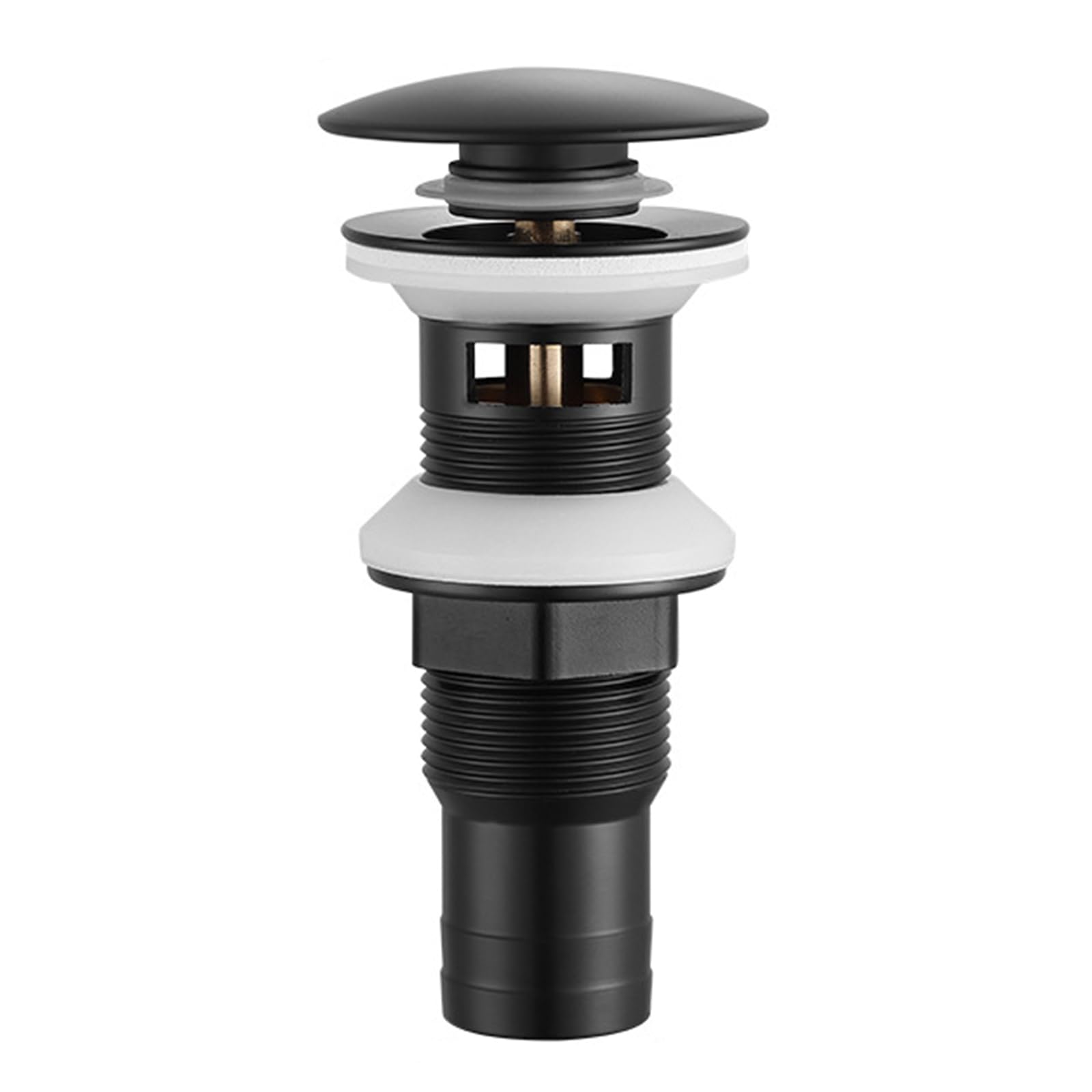 Desagüe Universal Con Rebosadero。Tapones de Desagüe Lavabo。VáLvula Para Lavabo Clic Clac。Desagüe A Presión Totalmente De Cobre,negro,Con Orificio De Rebosadero
