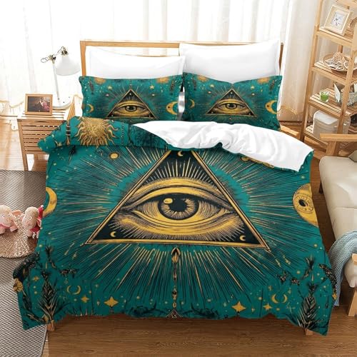 Housse de couette 3D œil mystique microfibre parure lit - 3