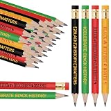 JarThenaAMCS Black History Month Pencil with Eraser 48 Pcs Writing Short Pencil 4 In Black Yellow Red Green...