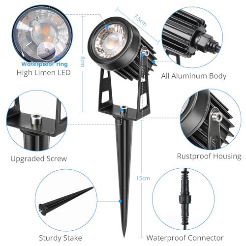 LightingWill Garden Lights Mains Powered with Timer and Photocell Sensor, 8 Pack LED Outdoor Spotlight, 3000K Warm White, IP65 Waterproof Low Voltage Garden Lights for Lawn, Path, Patio, Driveway 6 LightingWill Garden Lights Mains Powered with Timer and Photocell Sensor, 8 Pack LED Outdoor Spotlight, 3000K Warm White, IP65 Waterproof Low Voltage Garden Lights for Lawn, Path, Patio, Driveway - Image 6