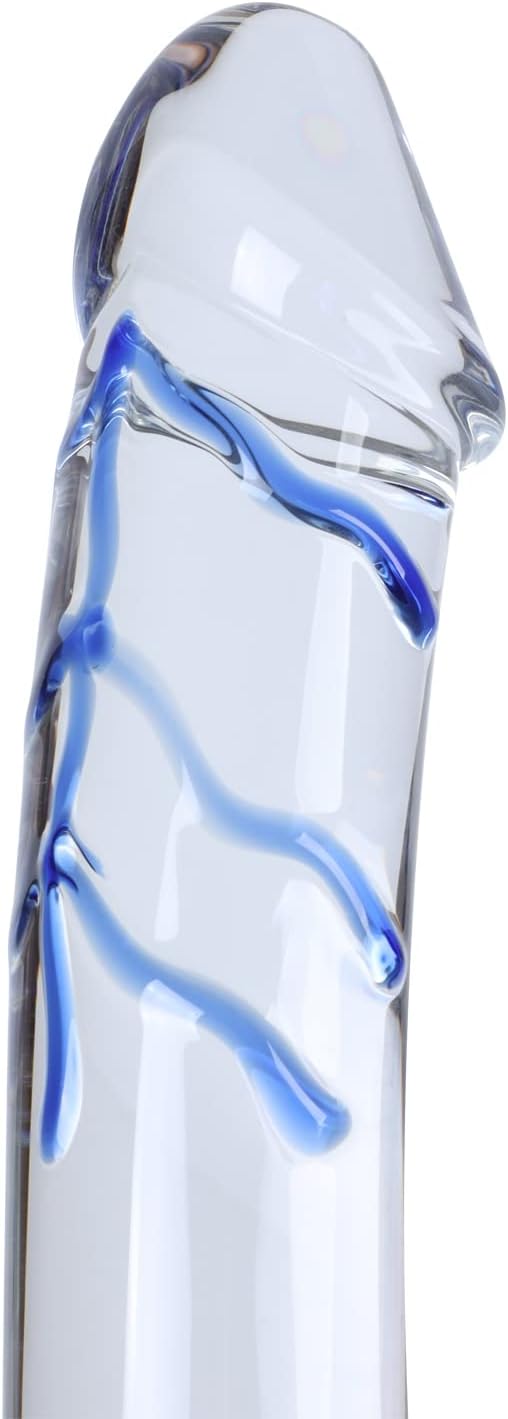 Blue Swirl Rock Hard Large Double-Ended Glass Dildo Huge Double Head Dildo Crystal Female Masturbator (Large)