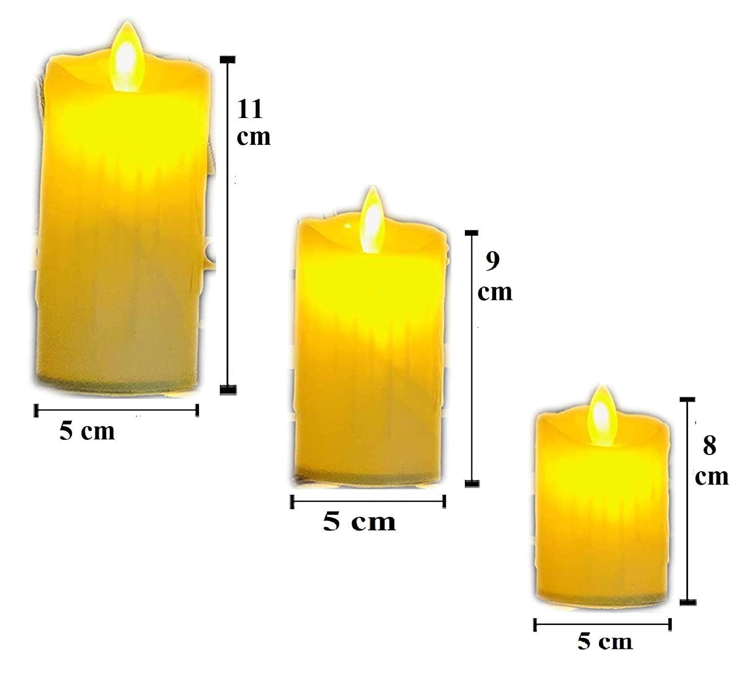 MVM Enterprise(3 PC) Wireless Realistic Swinging Flame-Less LED Candles with 9 Batteries Included (H= 8 x 10 x 12 cm; D= 5 cm) 3