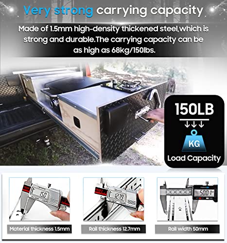 Yenuo Heavy Duty Drawer Slides Full Extension Side Mount 14 16 18 20 22 24 26 28 30 32 34 36 40 Inch Metal Rails Track Guide Glides Runners 150Lbs 1 Pair (Without Lock, 12 Inch) #TOP2