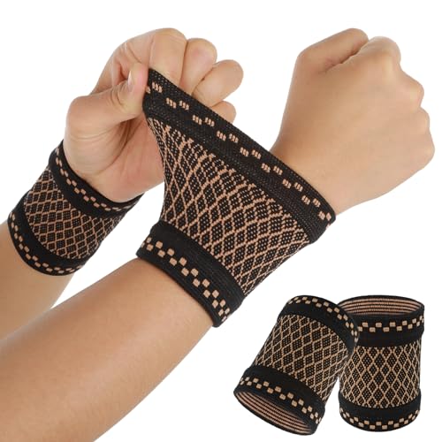 Copper Wrist Compression Sleeve, Compression Wrist Brace Wrist Support Wrap Improved Circulation Pain Relie Recovery, Elastic Wrist Band for Arthritis, Workout, Carpal Tunnel, Wrist Support for Women