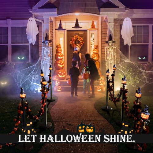 Image of 6 Pack Halloween Hat Pumpkin Head Black Stanchions and Velvet Ropes Set, Stainless Steel Crowd Control Barriers, 4Pcs Black Ropes and Poles for Party,Photobooth Accessories, Prom,Halloween Decorations