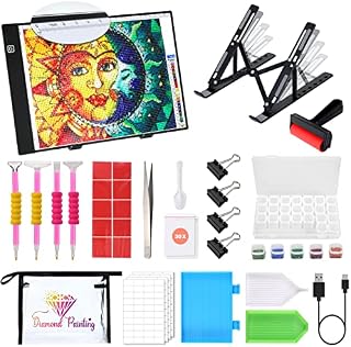 A4 Light Box Drawing, UnityStar 169 Pcs Portable LED Light Pad A4 Diamond Painting Accessories for Sketching, Stenciling, Editing Negatives, X-ray Viewing, Dimming LED Tracing Board