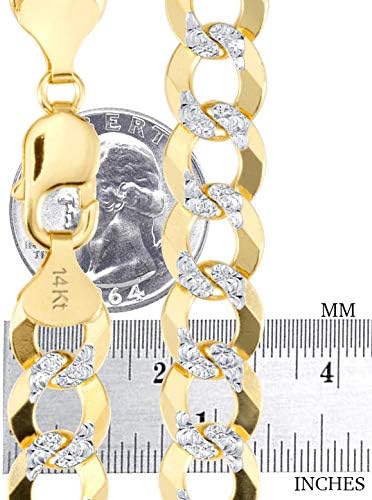 Nuragold 14k Real Yellow Gold Solid Cuban Curb Link 12.5mm Diamond Cut Pave Chain Bracelet (8"-9") Two Tone Italian Jewelry for Men - Image 5