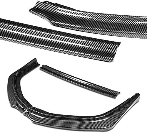 3PCS Front Bumper Lip Kit fit for compatible with 2008-2015 Mitsubishi Lancer Evolution EVO X, R-Style Splitter Trim Protection Spoiler, Air-Dam-Chin-Diffuser (Carbon Look)