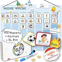 PANDABANDE® XL Wochenplaner Kinder [300 Magnete, XL Box, Routinen] - Montessori Spielzeug ab 3 Jahre - Ideal zum Wochentage Lernen, Kinderkalender