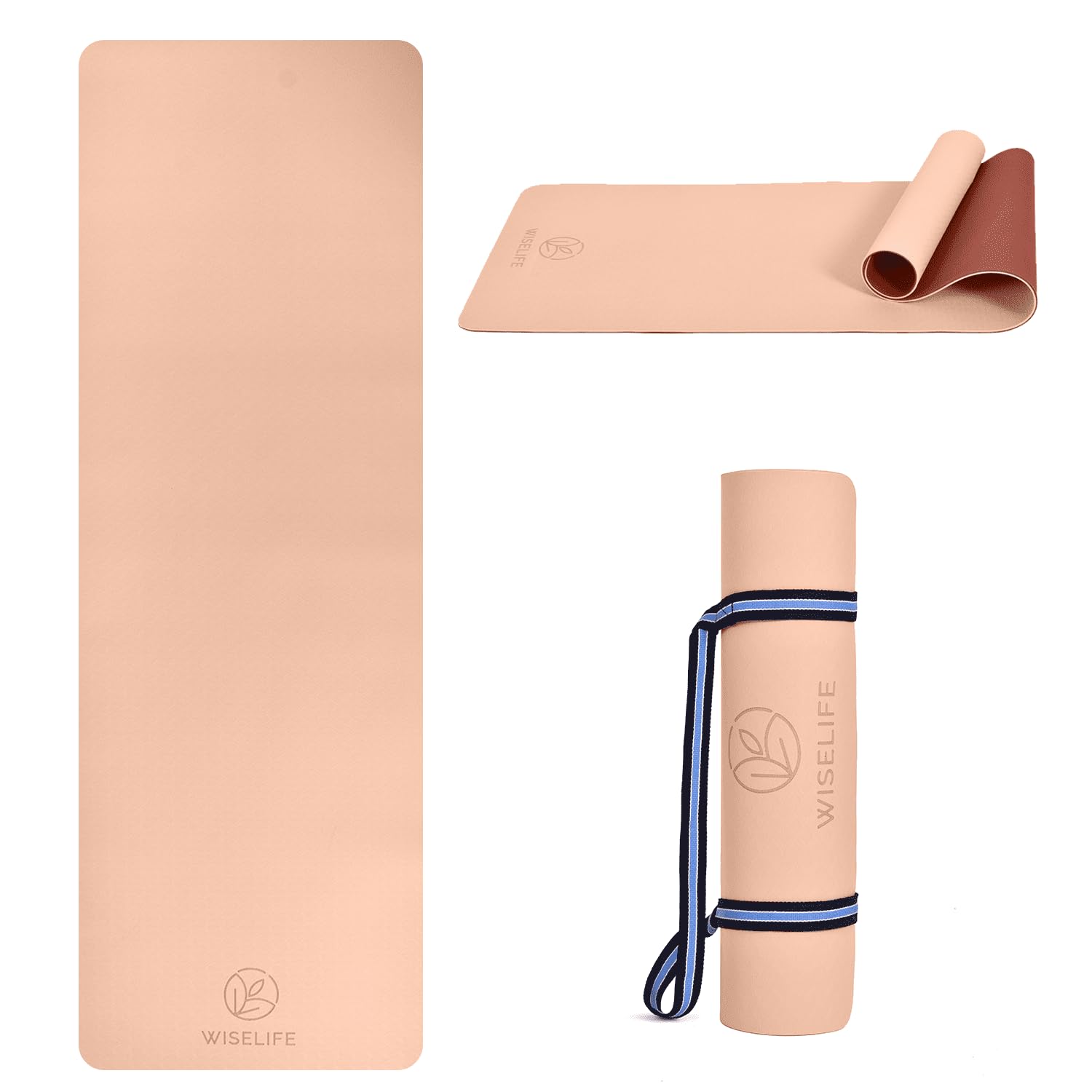 Sponsored Ad - Dual Layer TPE Yoga Mat + Carry Strap for Women and Men | Non-Slip Textured Extra Wide & Thick | Pro Balance TPE Exercise Mat For Home, Pilates, Gym & Fitness (Dual Layer 6MM, Peach Wine)