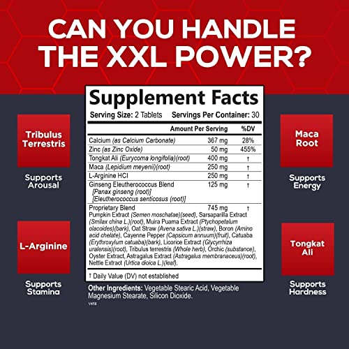 Natural Male Booster For Men - Male Enhancing Supplement - Natural Performance Booster For Energy, Endurance, Size, Stamina, Strength & Muscle Recovery Support With L-Arginine, Tongkat Ali - 60 Pills #TOP1