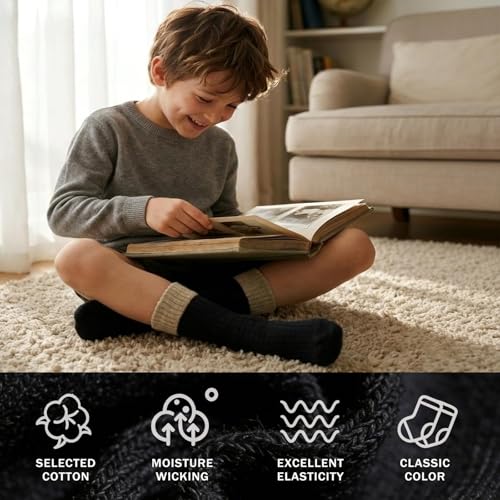 Image of Toddler Non Slip Cotton Crew Socks with Grips for Baby Boys Girls