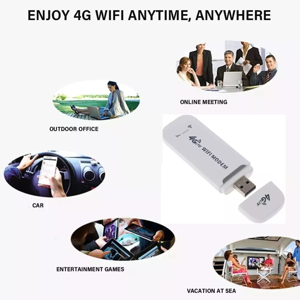High Speed Portable 4G Wireless Modem- 150 Mbps 4G WiFi Dongle, All Sim Support WiFi Router, Connects Up to 10 Devices WiFi Hotspot Device