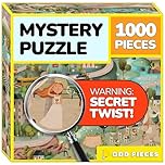 Odd Pieces Jigsaw Puzzles 1000 Pieces with Storytelling Comics, for Women, White Elephant, Mystery Puzzle for Adults & Kids - 19.7'' x 27.6'' Frameable Magic Puzzle Art (Silver Lining)