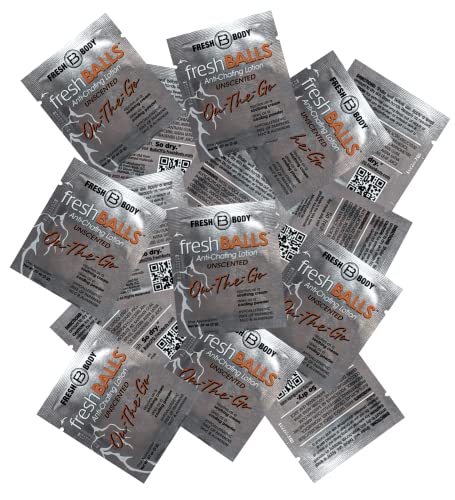 Fresh Body Fb - Fresh Balls Anti Chafing Lotion, 3.4 Fl Oz And 0.07 Fl Oz On-The-Go Travel Size Packet (15 Pack) - Chafing Cream To Powder Ball Deodorant For Men - Aluminum-Free, Talc-Free #TOP3