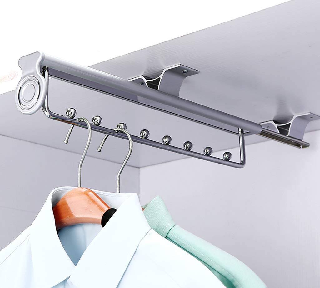 GTHTUHFD Closet Clothes Rail Organizer Rack, Sliding Coat Hanger For Trousers, Jackets - Aluminum Pull-Out Wardrobe Storage Solution 44cm/17.3inch