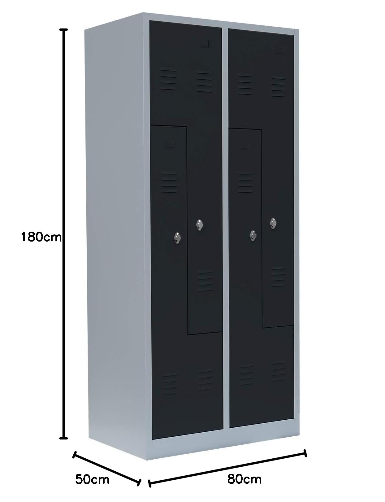 Lüllmann Spind komplett montiert Spint 4er Z-Spind Umkleide Stahl Kleiderschränke Garderobenschrank 525118 Anthrazit (H x B x T): 1800 x 800 x 500 mm