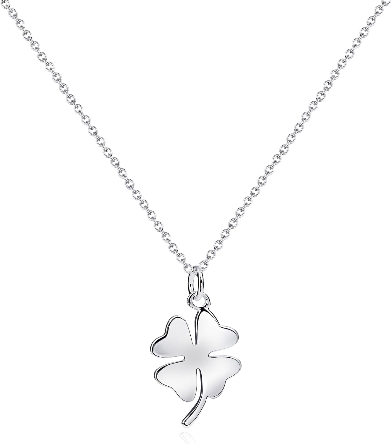 Four Leaf Clover Necklace for Women – Dainty Silver Clover Necklace with Leaf Pendant, Simple Four Leaf Clover Jewelry for Lucky Gift