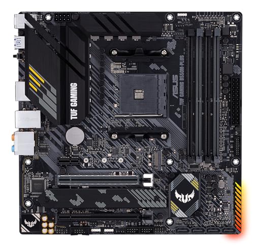 Placa-Mãe ASUS TUF Gaming B550M-PLUS AM4 mATX — Suporte Ryzen, PCIe 4.0, M.2 NVMe, DDR4, HDMI/DP, LAN Gigabit, Durabilidade Militar para PC Gamer