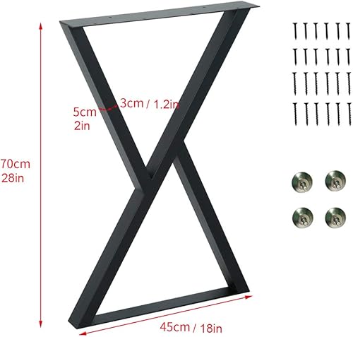 Miniatura 2 de Patas de escritorio con forma triangular de 28 pulgadas, patas de mesa de hierro, patas de mesa de comedor, patas de comedor industrial, patas de