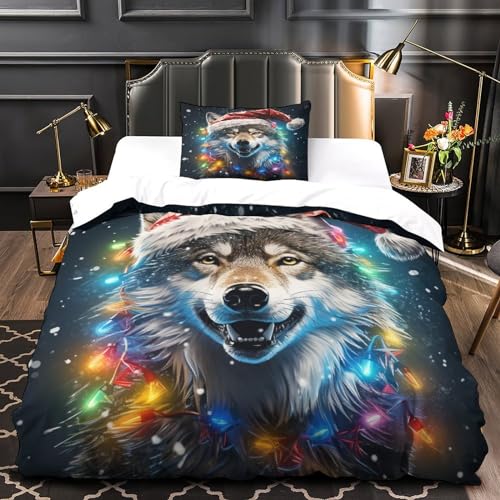 Housse de couette loup 135x200 fermeture éclair pour lit sans pli - 4
