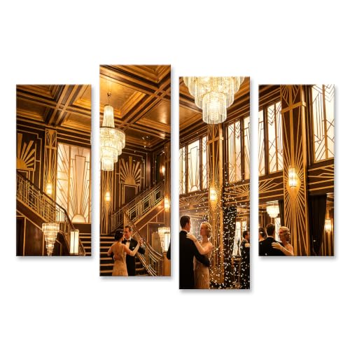 Tableau Art Déco pour valoriser un grand mur de salon chic