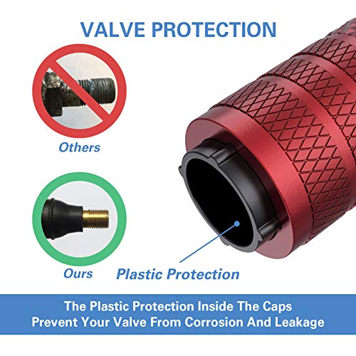 Image of CKAuto Tire Valve Stem Caps, Red, 4 pcs /Pack, Anodized Aluminum Tire Valve Cap Set, Corrosion Resistant, Universal Stem Covers for Cars Trucks Motorcycles SUVs and Bikes