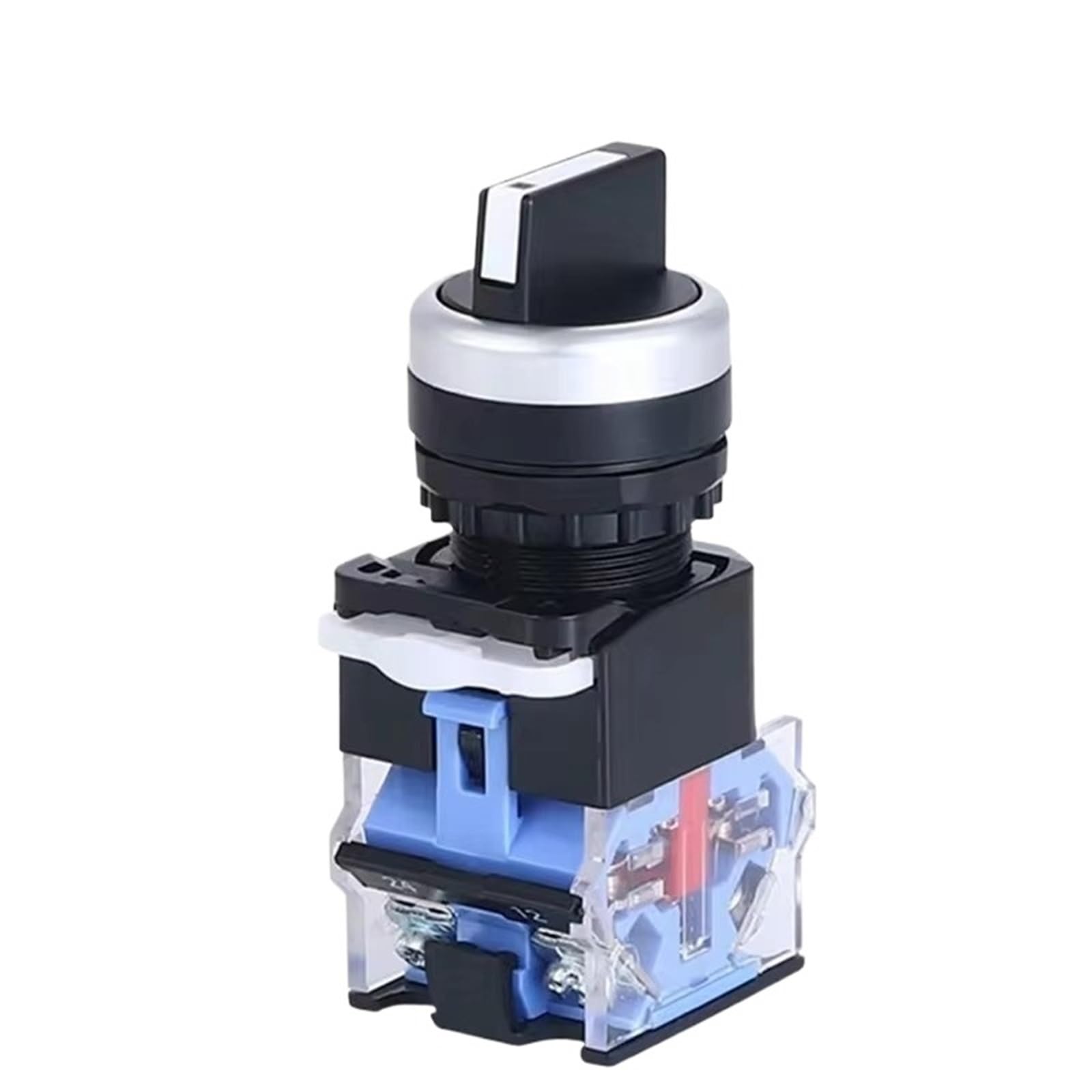 1 interruptor giratorio de 22 mm 1NO1NC/2NO LA38-11X2 20X3 interruptores de autobloqueo/reinicio automático 2/3 posiciones (corto 2 posiciones, 1 NO 1NC, autobloqueo)
