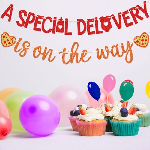 GXSOVSO Pizza Baby Shower Decorations, A Special Delivery Is on the Way Banner, Pizza Party Decorations, NO-DIY - image 7