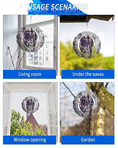 Wind Spinners For Yard And Garden Rustic Lavender Flower On Retro Wood Grain Background 3D Hanging Wind Spinner Stainless Steel Outdoor Wind Mill Garden Lawn Wind Sculptures Metal Wind Catchers 8" #TOP4