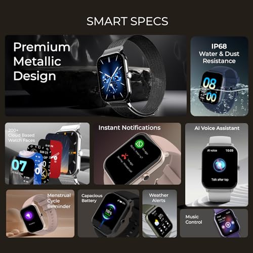 Image of beatXP Marv Neo Smart Watch with 1.85 inch Ultra HD Display, Bluetooth Calling, 240 * 280px, AI Voice Assistant, 100+ Sports Modes, Heart Rate Monitoring, SpO2, IP68, Fast Charging (Ice Silver)