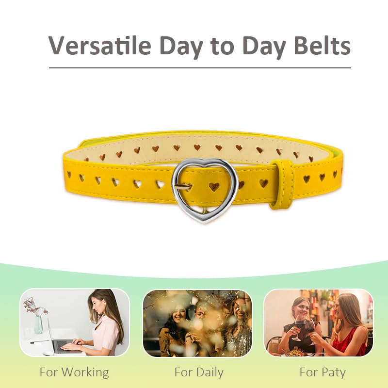 Goth Heart Belt Y2k Grunge Accessories for Women Vintage Heart Buckle Belt for Jeans Pants 2000s Belts for Women Y2k Halloween Party Outfit Womens Vintage Cowgirl Belts Retro Gen Z Fashion3