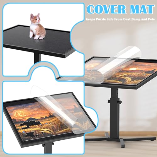 1500 Piece Jigsaw Puzzle Table with Legs, with 4 Trays and Puzzle Cover, 28"x35"Adjustable Puzzle Tables for Adults, 5-Tilting-Angle Large Wooden Jigsaw Puzzle Board, Birthday Gift for Mom and Kids