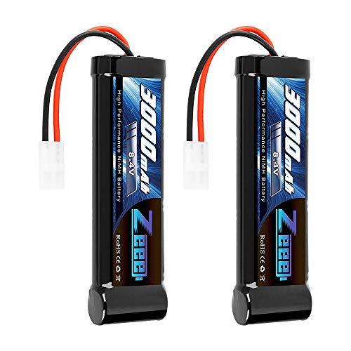 Zeee 8.4V 3000mAh RC Battery High Power NiMH Battery with Tamiya Plug for RC Car LOSI Associated HPI Tamiya Kyosho(2 Pack)