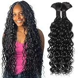 Deep Wave Bulk Synthetic Bohemian Braids 18 inch Braiding Hair For Boho Braids Curly Hair Bundles No Weft Wet and Wavy Hair for Braiding Synthetic Hair Extensions(18 Inch, 1B)