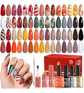 Lavender Violets 26 PCS Gel Nail Polish Set, 21 Colors Christmas Glitter Gel Polish with Base Coa...