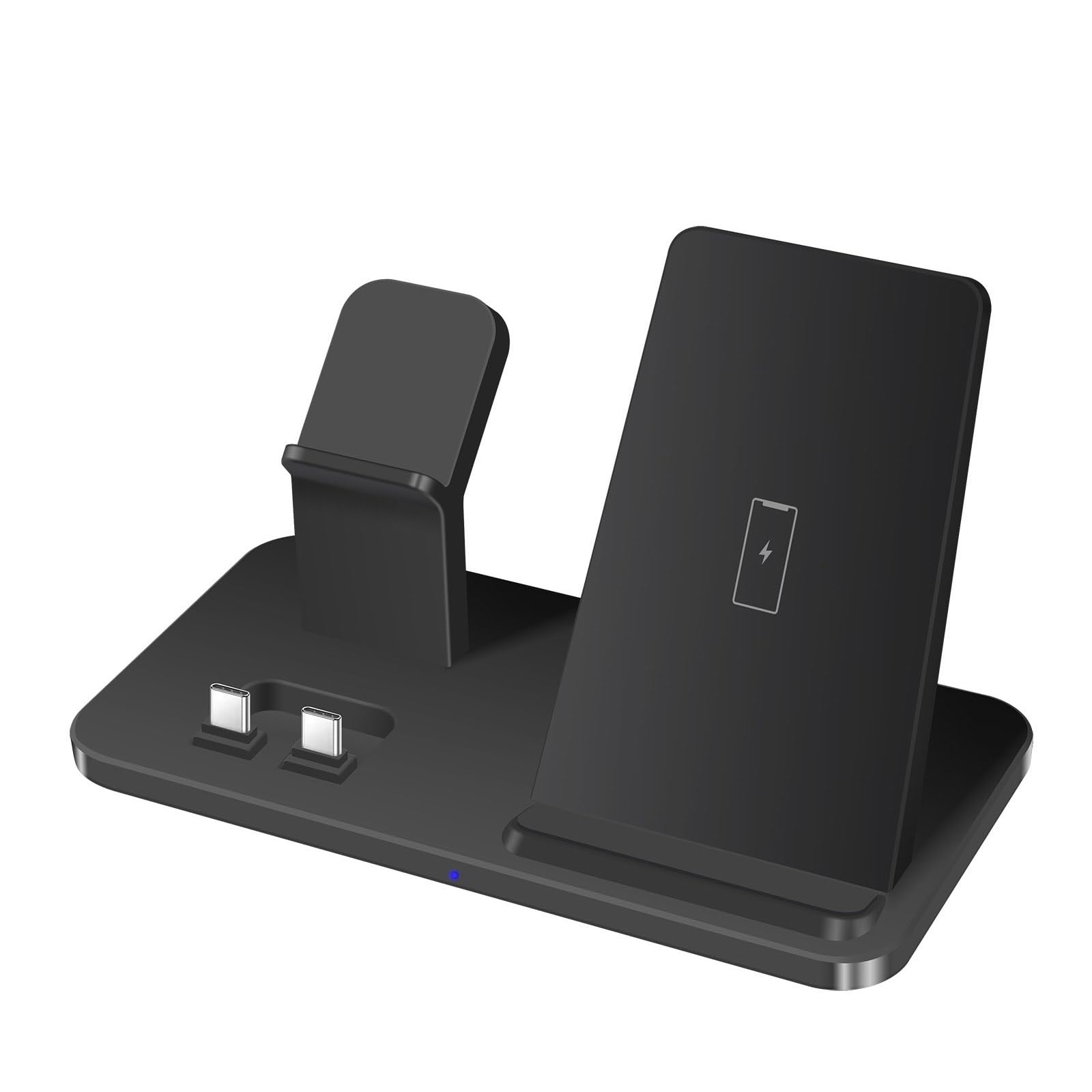 Caricabatterie wireless 3 in 1, stazione di ricarica wireless veloce da 15 W, supporto per Samsung Galaxy S25/S24/S23/S22/S21/S20/S10/S9, Note 20/10, Galaxy Buds Pro/Live, Galaxy Watch7/6/5 Pro/5/4/3