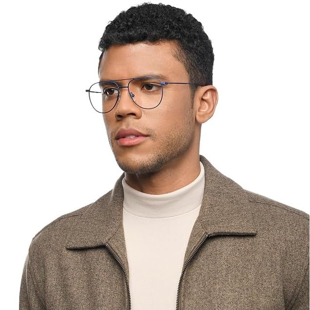 Image of LENSKART BLU | Zero Power Blue Cut Computer Glasses | Anti Glare, Lightweight & Blocks Harmful Rays | Full Rim Rectangular | 100% UV Protected | Black | Men & Women | Large | LB E16049