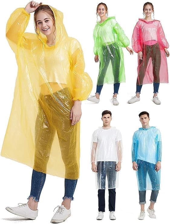 Gayatri Creation Unisex Disposable Rain Card for Emergency Use Waterproof Rain | Easy to Carry & Use and Reusable | 2 to 3 time wear Thin Plastic | Multi Color Free Size (PACK OF 3)-image-1