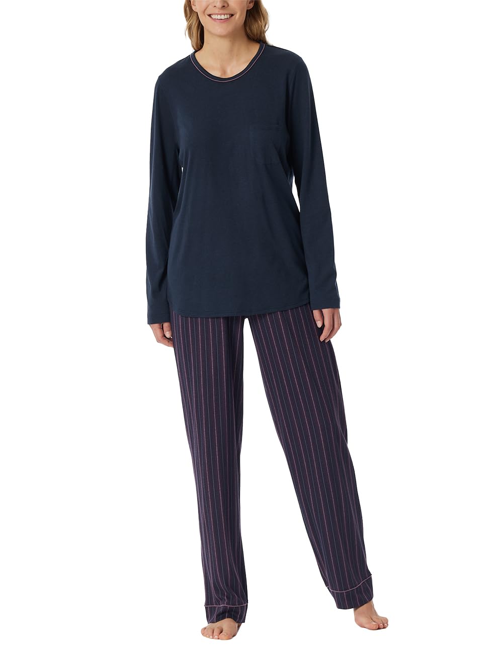 Schiesser Damen Langer Schlafanzug Pyjama Lang - 161069