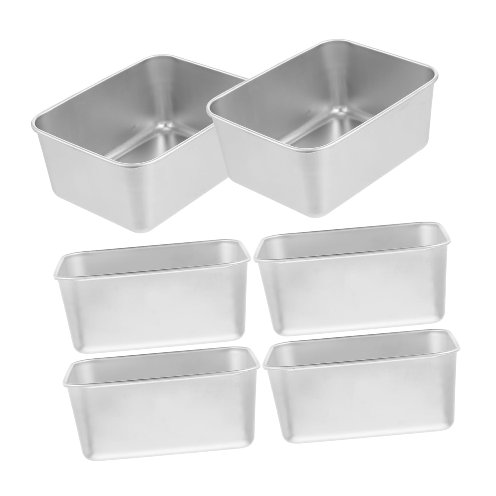 MUCKLILY 6pcs Mini Non-stick Square Cake Pans Stainless Steel Baking Tray Leakproof Flat Bottom Molds for Oven Cooking and Steaming for Tiramisu and Desserts