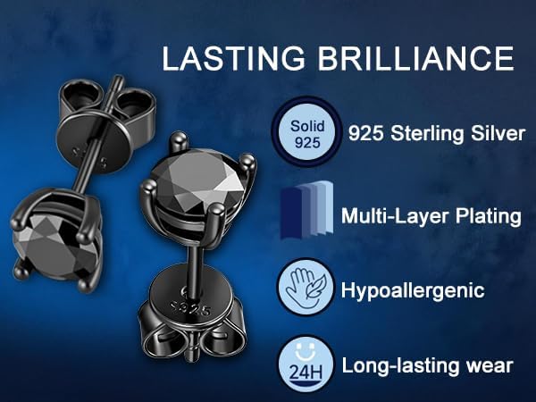 Moissanite Stud Earrings for Women Men, 18K White Gold Plated Solid GRA 925 Sterling Silver Earring Hypoallergenic Dainty Flat Back Stud Diamond Earrings, 0.6-4CT D Color VVS1 Clarity, Wedding Jewelry - Image 8
