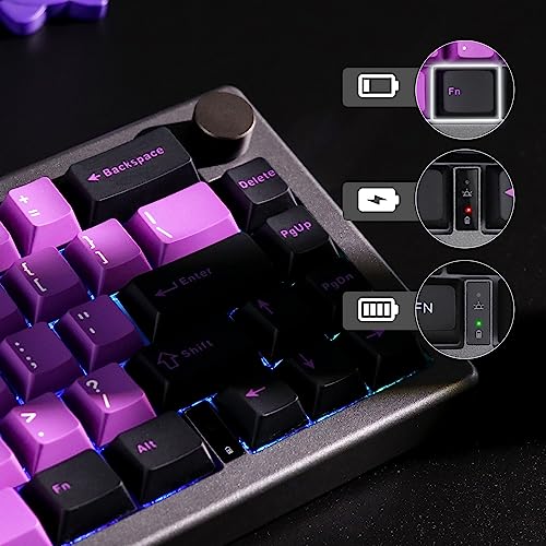 Epomaker Ek68 65% Gasket Nkro Hot Swappable 2.4Ghz/Bluetooth 5.0/Usb-C Wired Mechanical Gaming Keyboard With Knob, South-Facing Led, 3000Mah Battery, Rgb Backlight For Win/Mac (Flamingo Switch) #TOP3