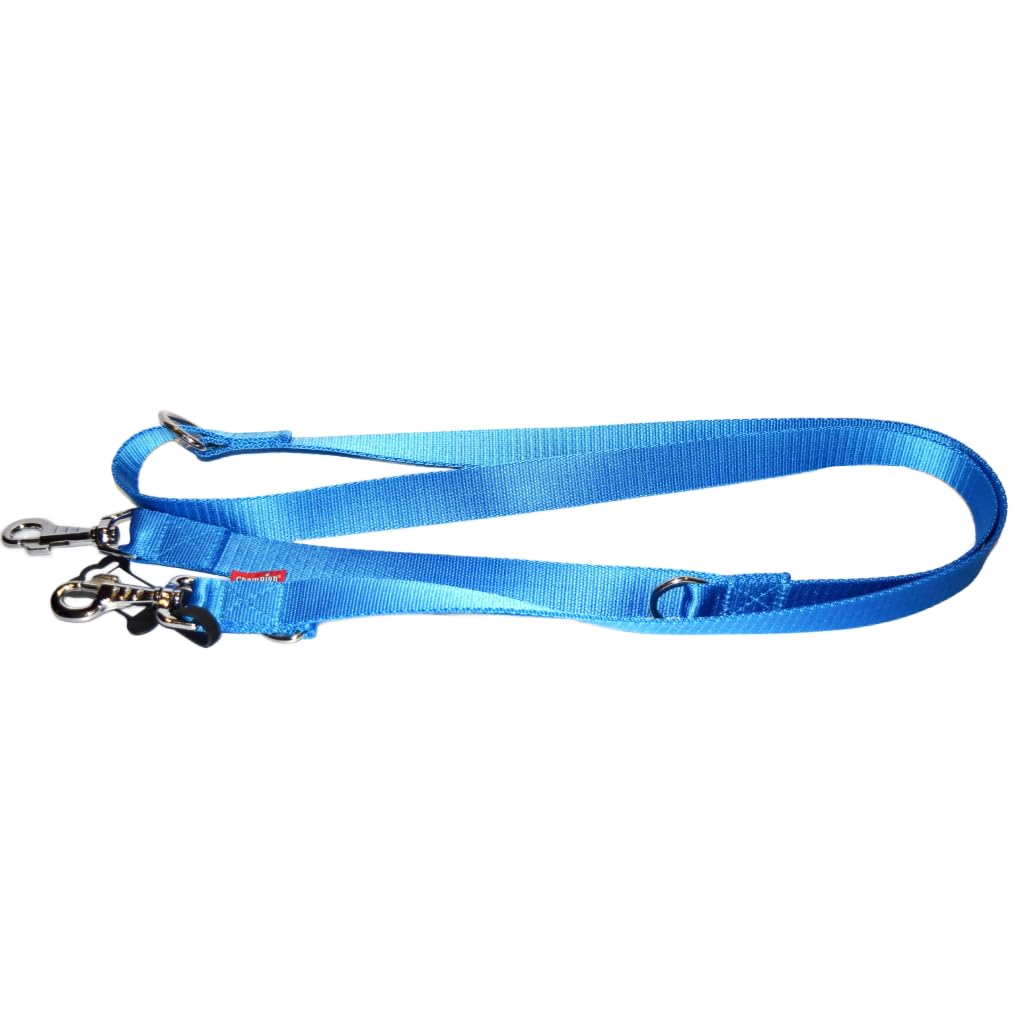 L&J Pets UK Strong Web Double Ended Police Style Adjustable Dog Training Lead - Blue 25mm
