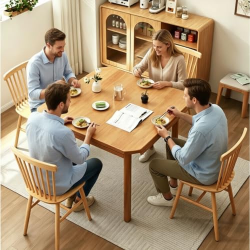 Mesa de Comedor Redonda Extensible de Madera de 100 cm para 4 a 6 Plazas 3